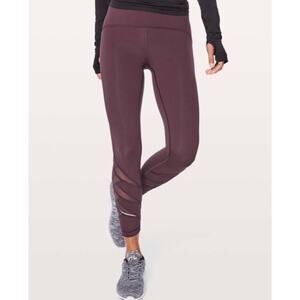 Lululemon Motionful 7/8 Tight 25” Black Cherry plum purple zip pocket mesh